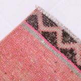 3x10 Salmon & Brown Ikat Pattern Vintage Runner Rug, 82x312Cm