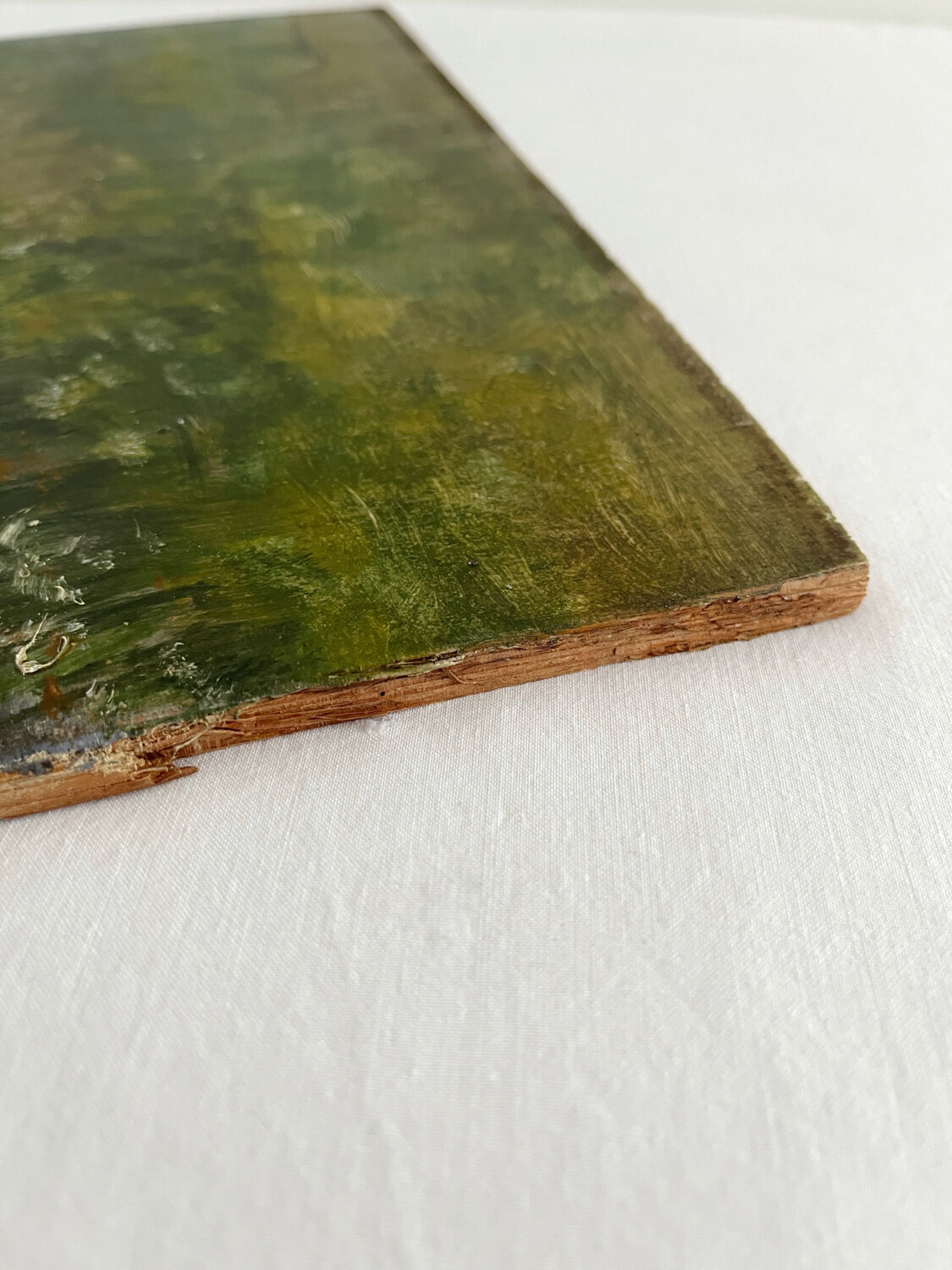 Peinture ancienne huile sur bois paysage verdoyant Joseph Guénard