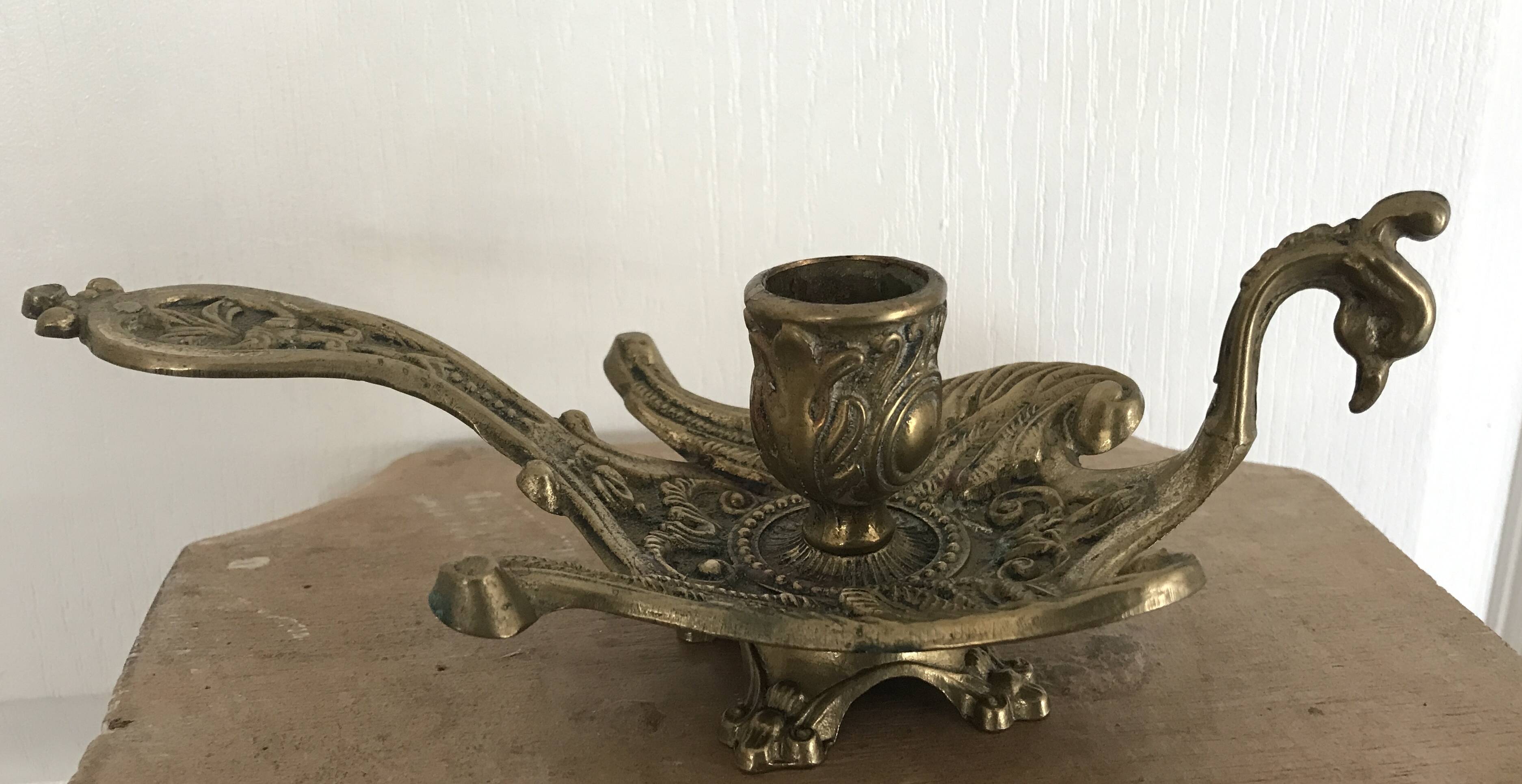 Solid Brass Hand Candle Holder