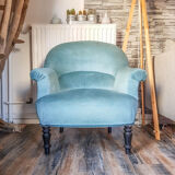 Vintage toad armchair blue velvet 70s