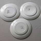 3 dessert plates earthenware Salins France hand-painted