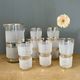 Vintage orangeade service in white granite glass and golden edging