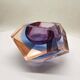 1960s rare colours multifaceted ashtray or catch-all in Murano glass by Flavio Poli for Seguso. Made in Italy