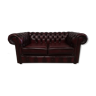 Chesterfield leather sofa burgundy two places
