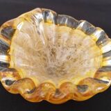 Empty Pocket Ashtray Murano Glass Amber Shell