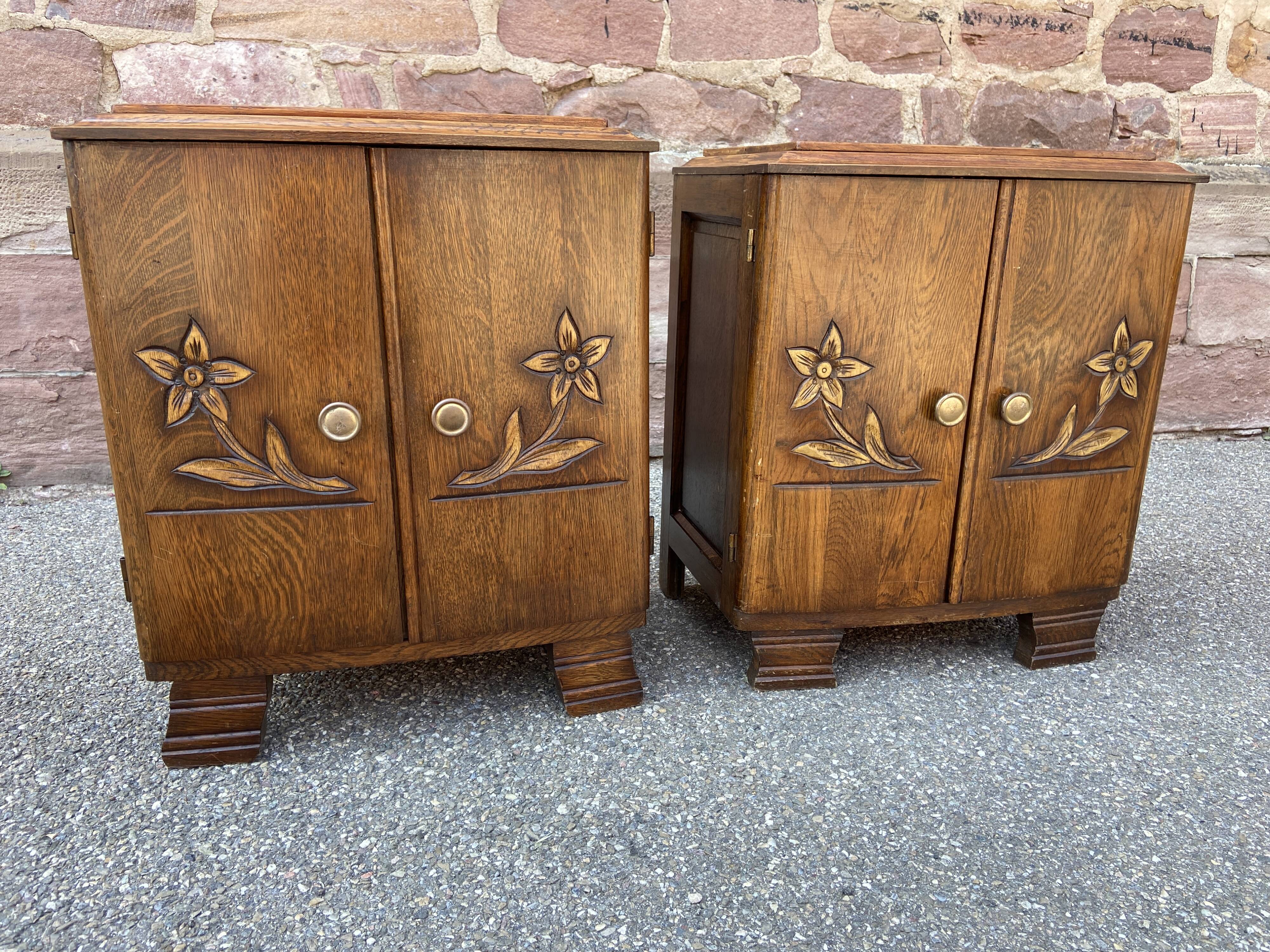 Pair of vintage Art Deco bedside tables from the 1950s