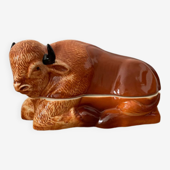 Earthenware buffalo terrine by Michel Caugant