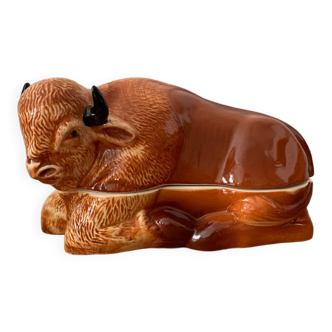 Earthenware buffalo terrine by Michel Caugant