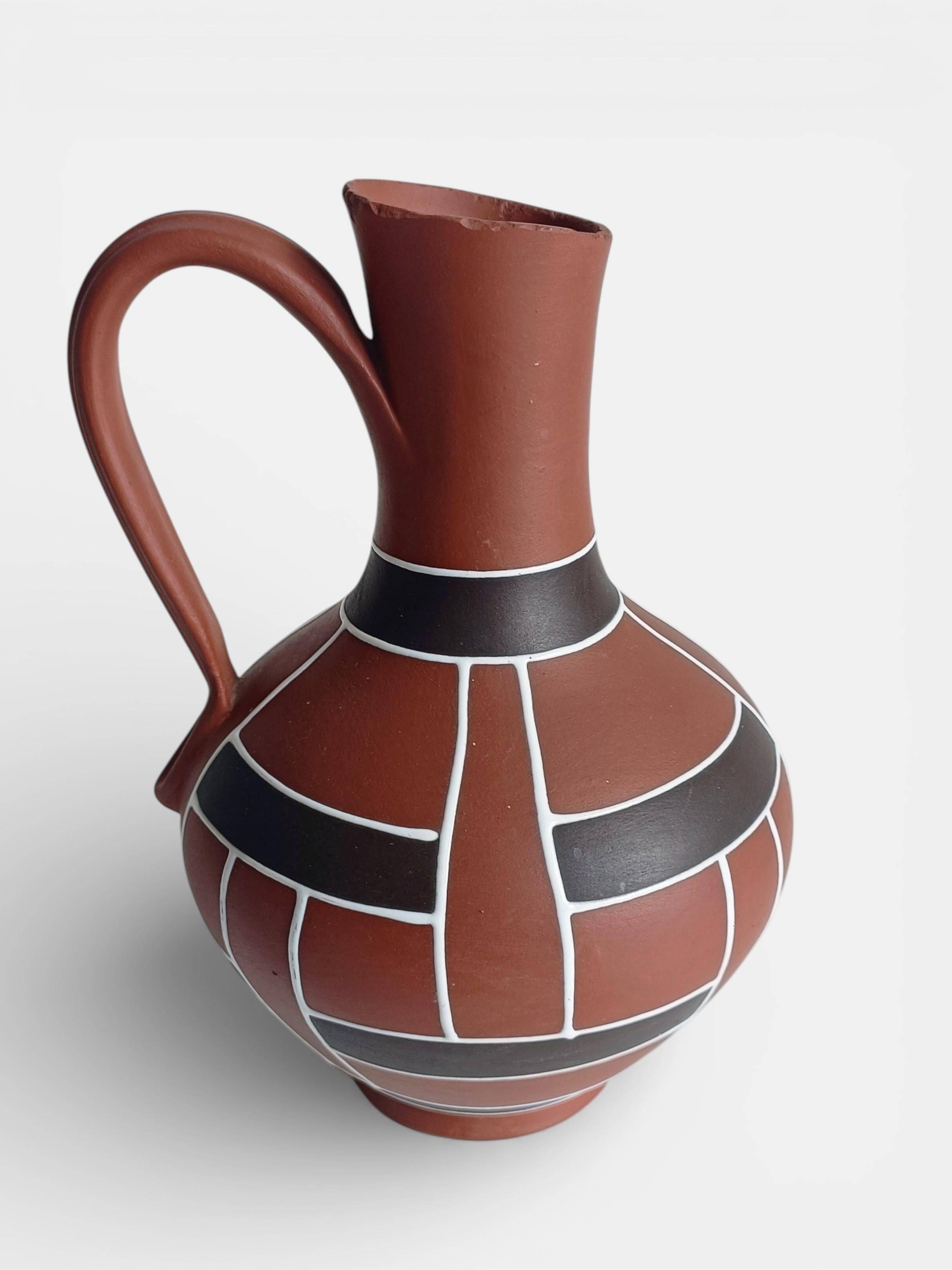 Mid-Century Modern Terracotta Pitcher by AKRU, West Germany, 1950s