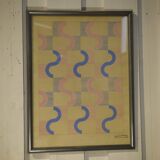 Gouache on paper original unique modernist work by Jean Boris Lacroix 1940s