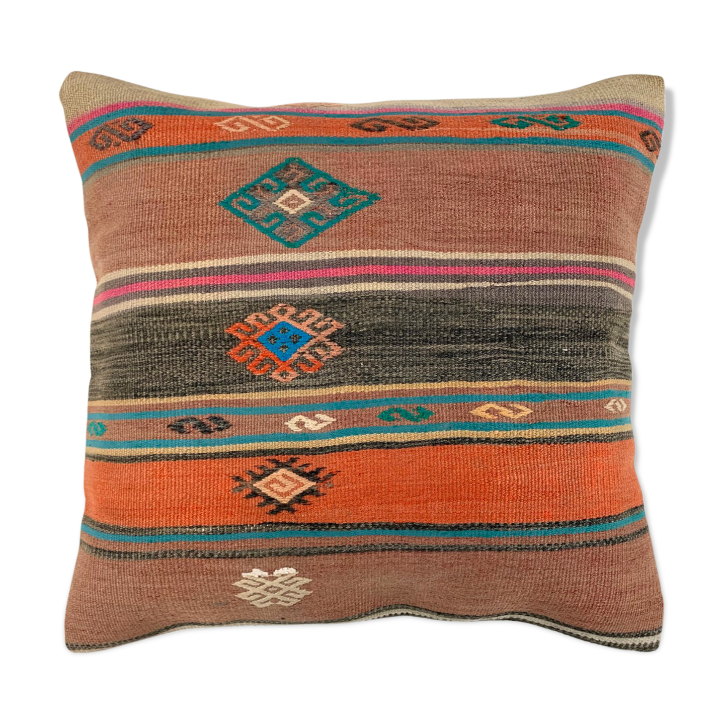 Vintage Turkish kilim cushion cover 55x55cm