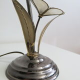 Lampe fleur en laiton et nacre