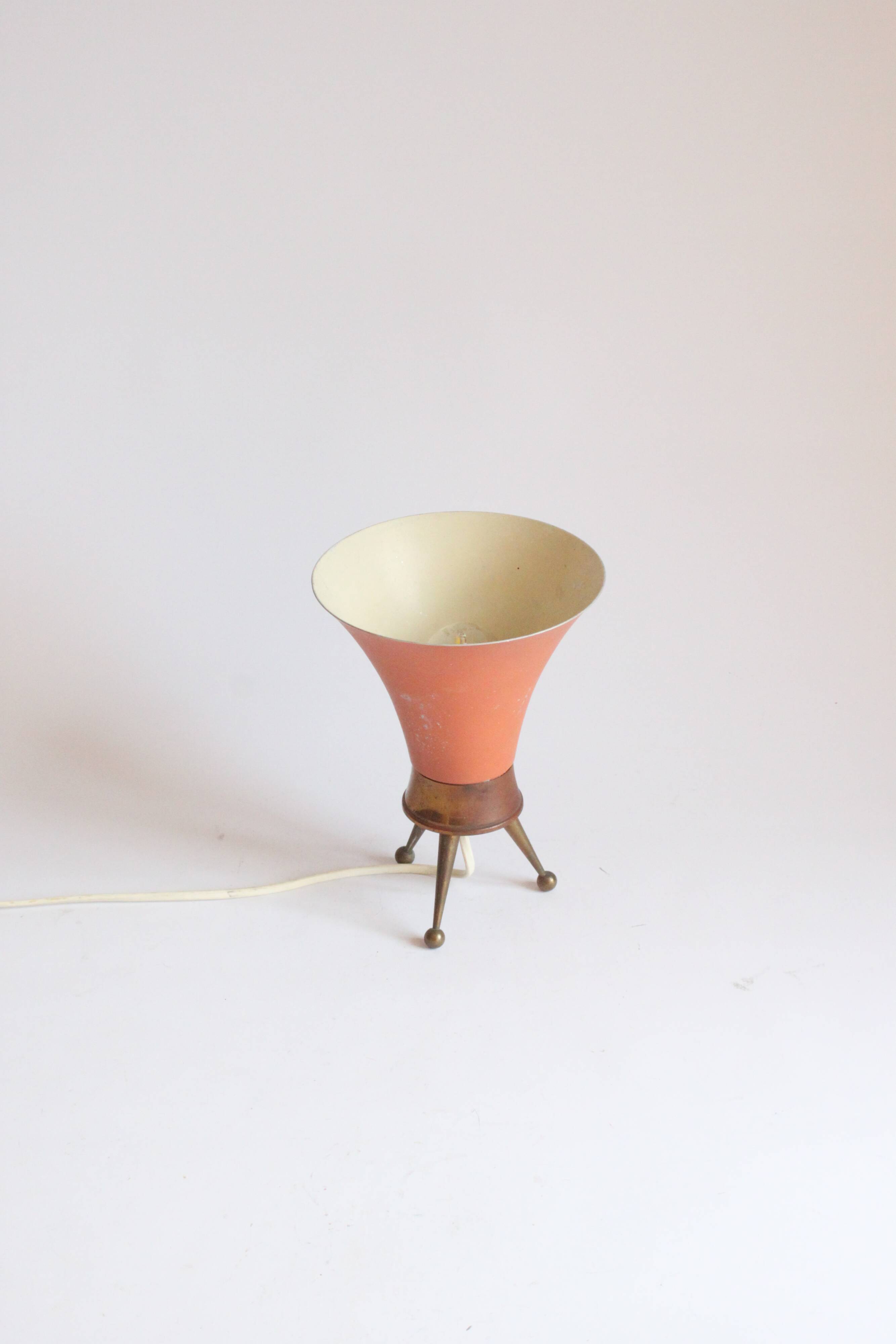 Brass tripod table lamp, 1950s
