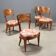 Antique Regency style chairs in mahogany and XX Century fabric.