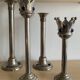 Set of 4 Art Deco candlesticks in silver-plated metal and lapis lazuli