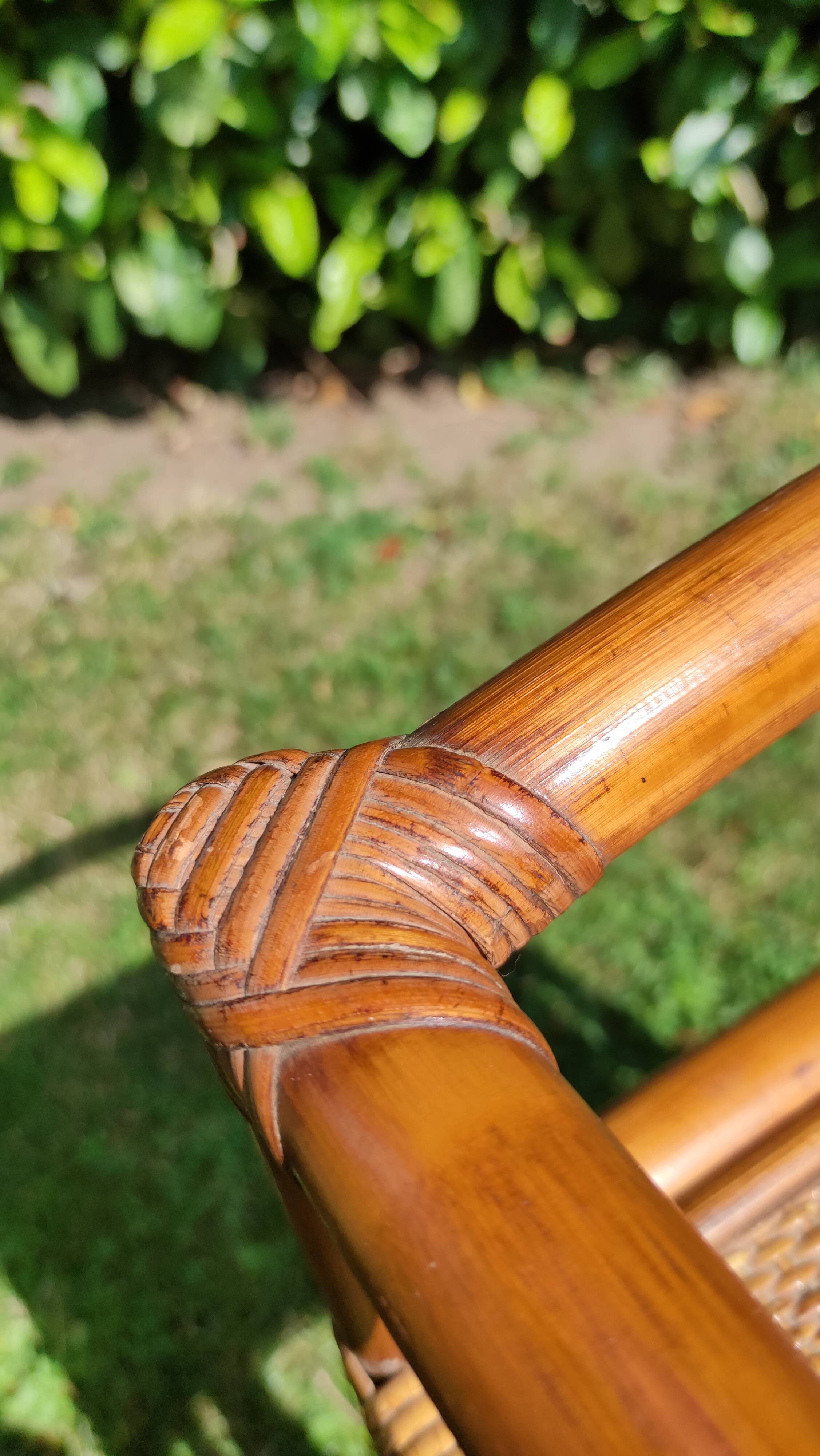 Bamboo and rattan bedside table pair