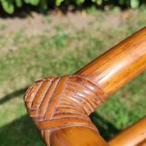 Bamboo and rattan bedside table pair