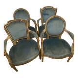 Set of 4 Louis XVI medallion armchairs