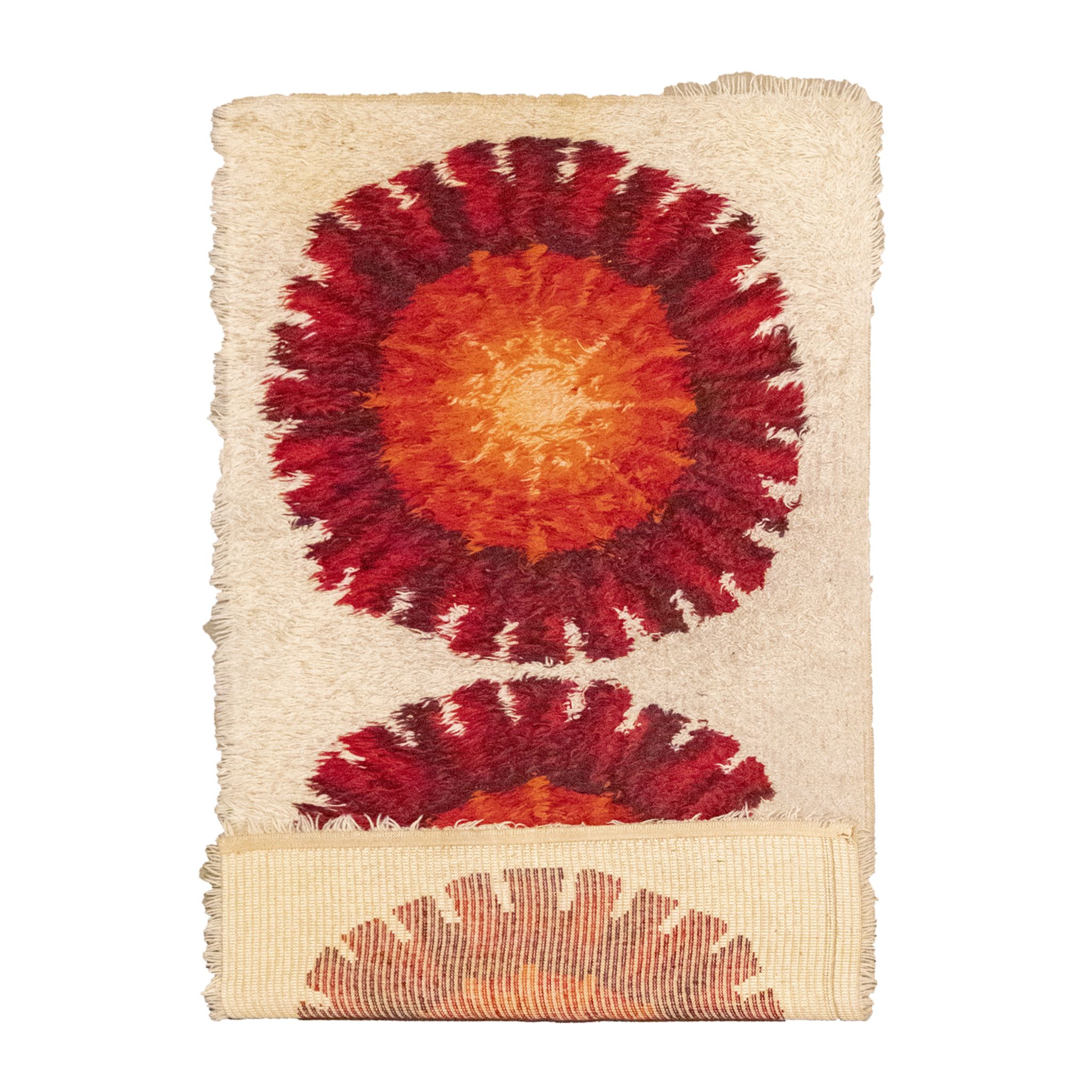 Tapis en spirale de l’âge de l’espace rouge et crème