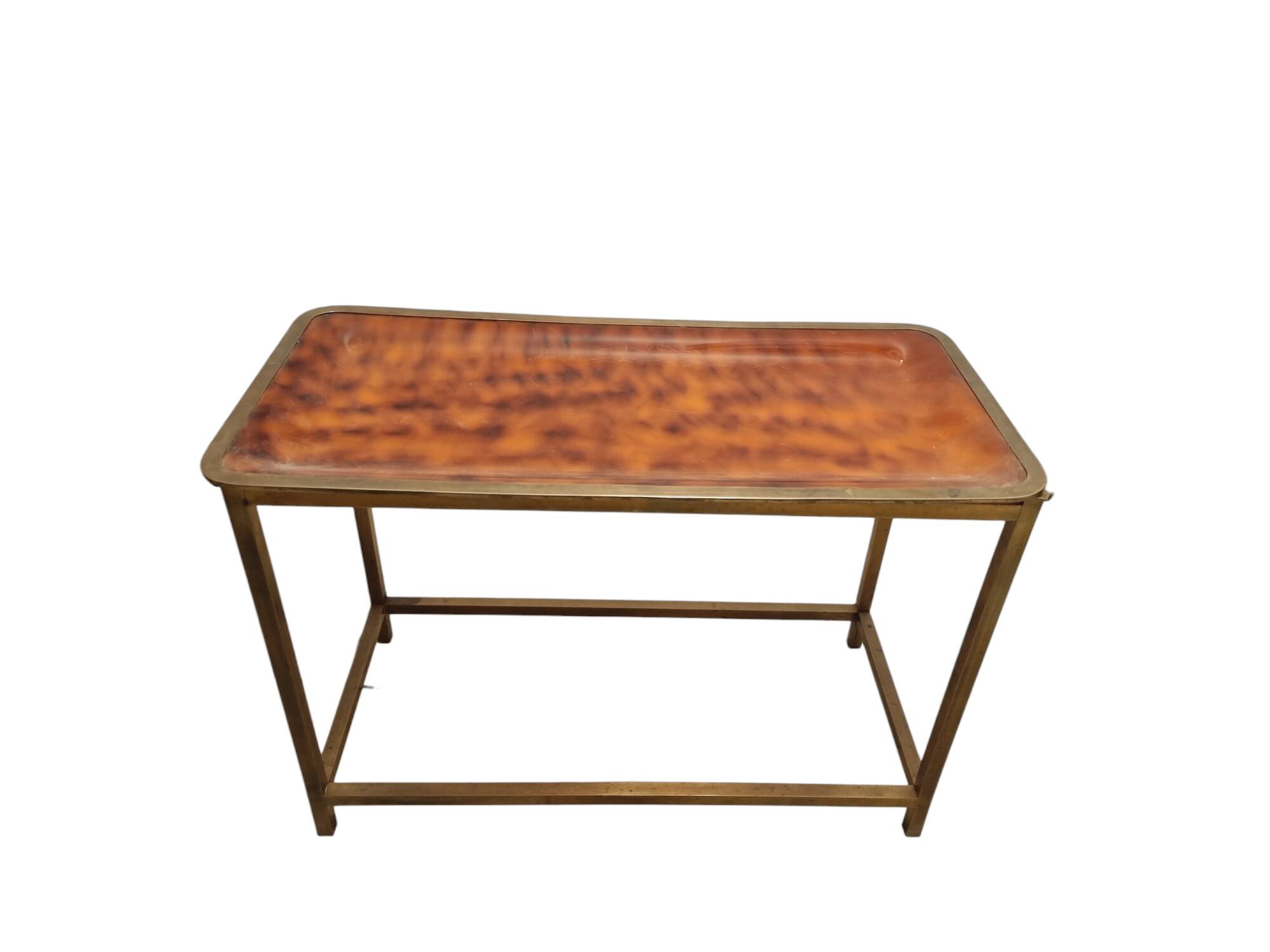 Mid-Century Hollywood Regency Coffee Table with Removable Bakelite Tray and Brass Frame, France, 196