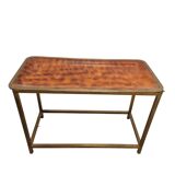 Mid-Century Hollywood Regency Coffee Table with Removable Bakelite Tray and Brass Frame, France, 196