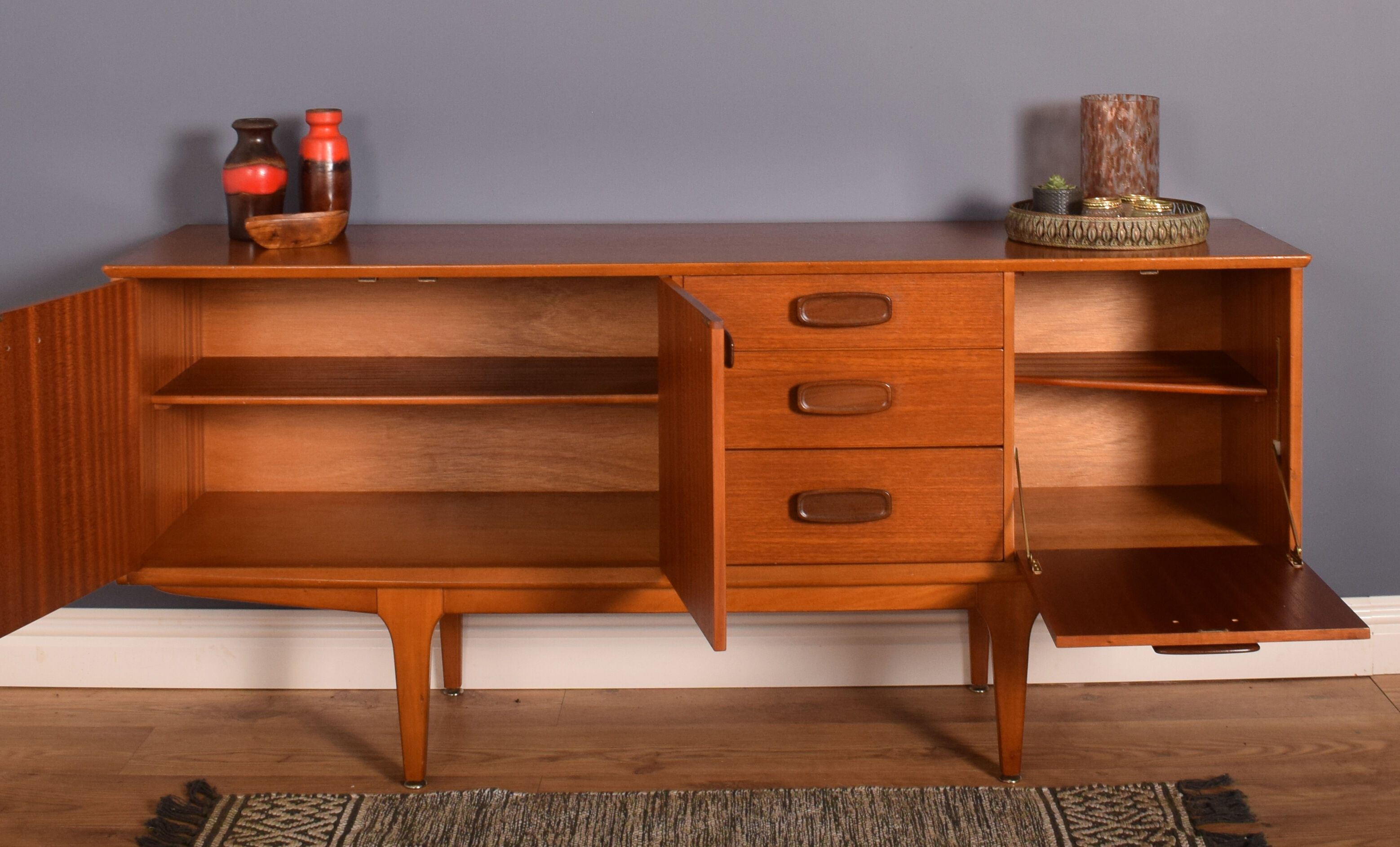 Restored Teak 1960s Retro Long Sideboard By Jentique