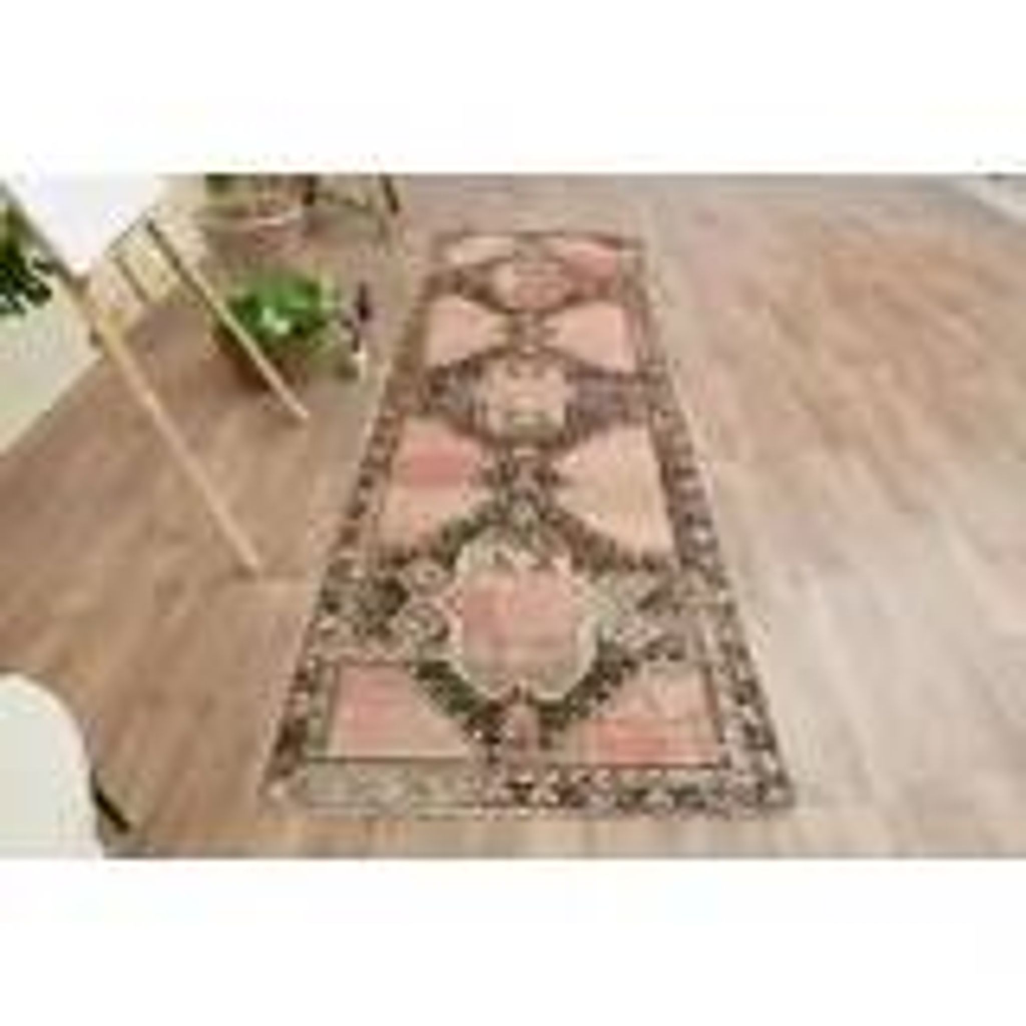 Vintage Turkish hallway rug handmade in orange-brown wool 93x291.
