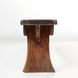 Banc rustique français en chêne brun, vers 1900