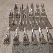 12 silver-plated metal snail forks by silversmith Noel Collet, shell design