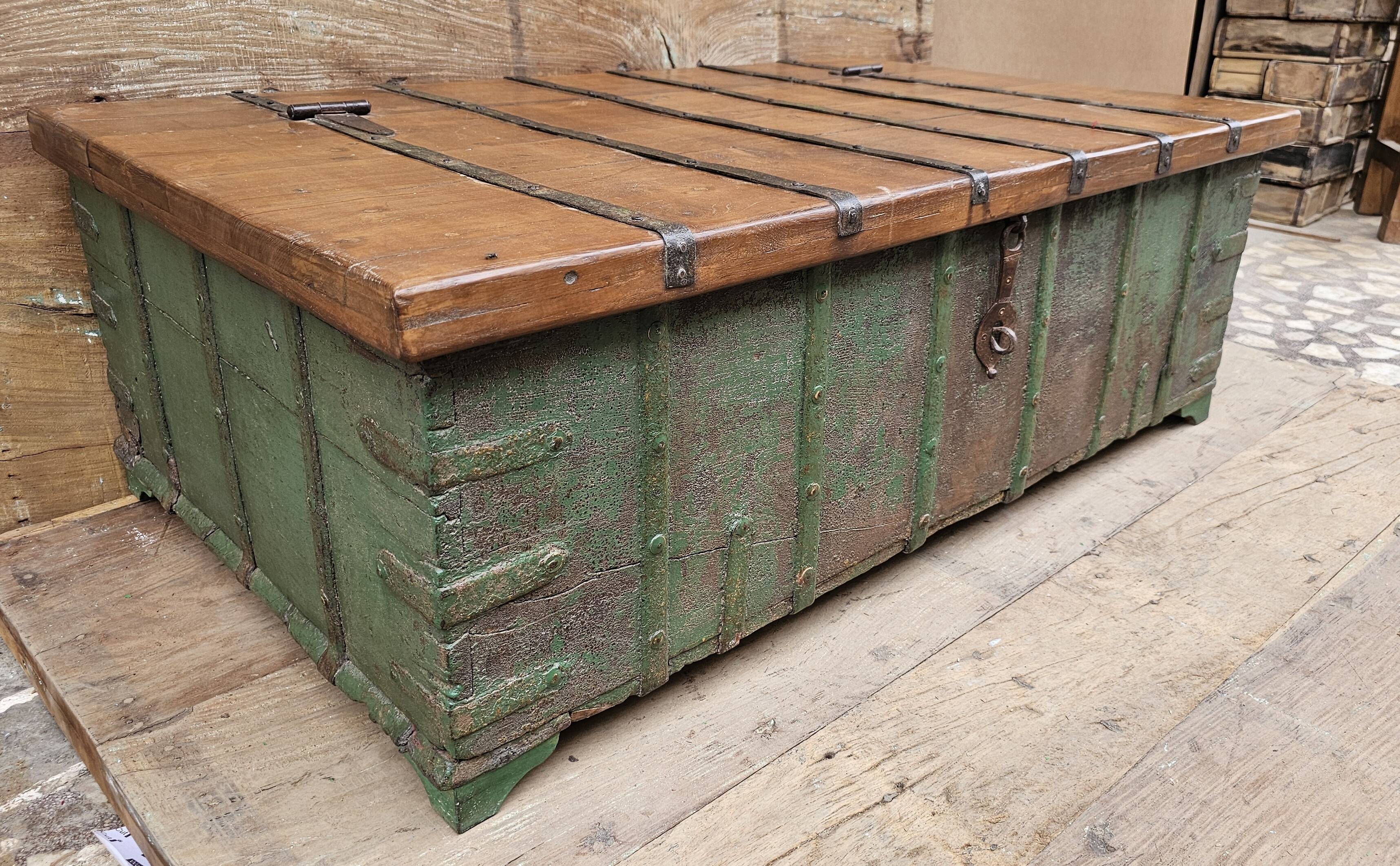 Old coffee table - Burmese teak chest