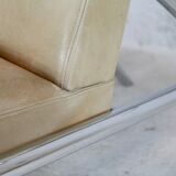 Tubular steel armchair and "cream" leather, France, circa 1970