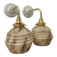 Pair of Art Deco wall lamps in marbled opaline