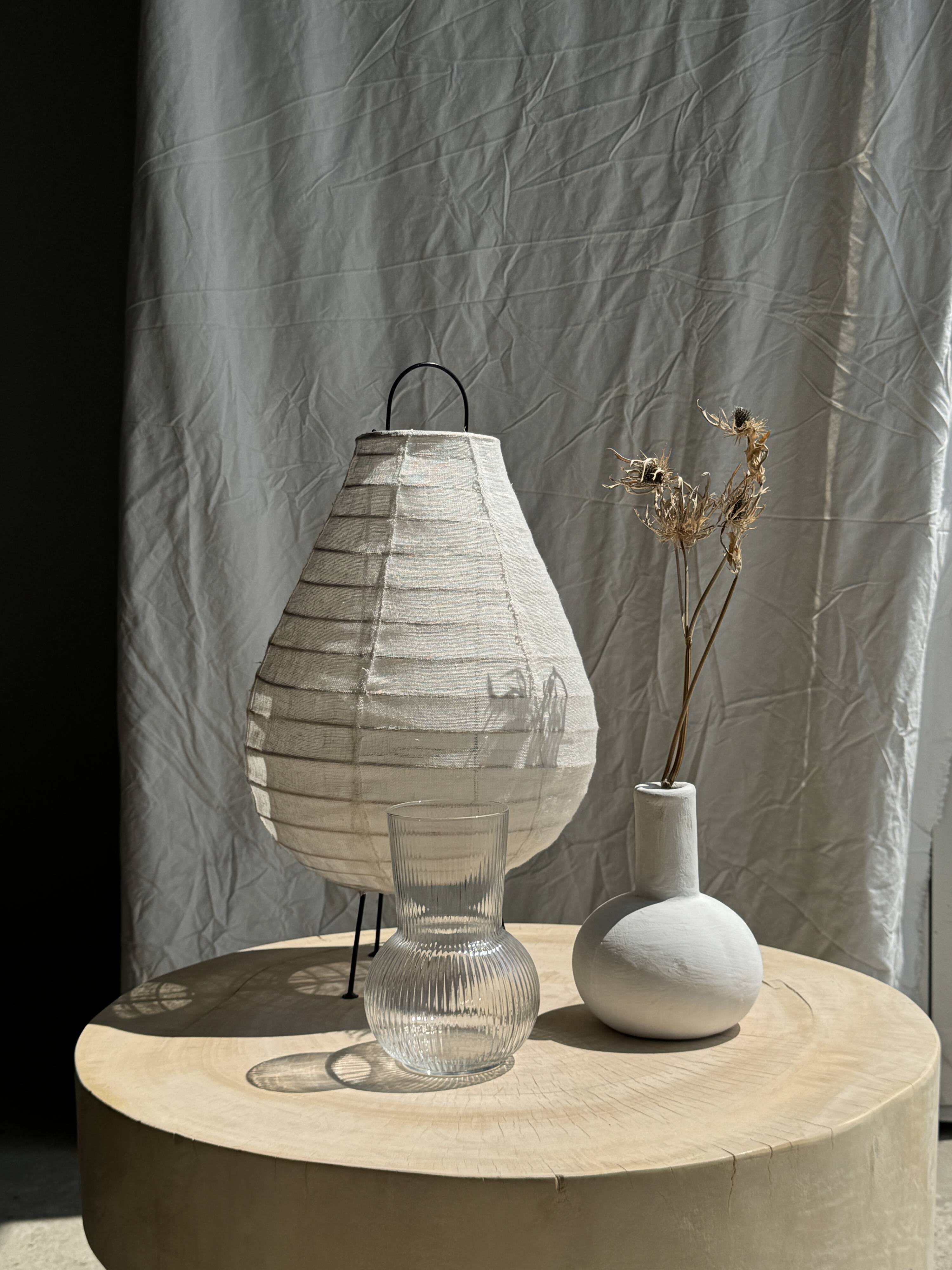 Ribbed glass ball vase