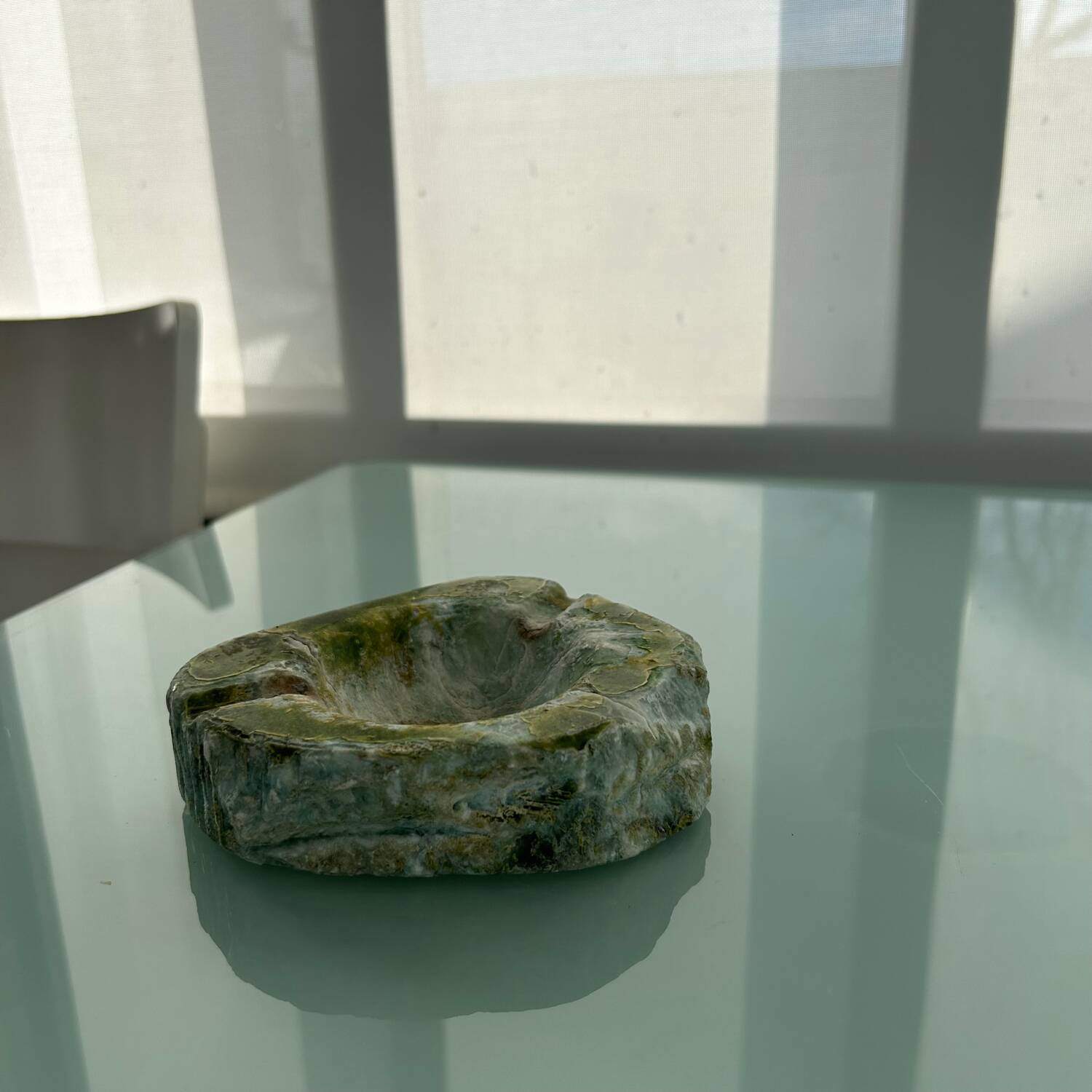 Green marble ashtray