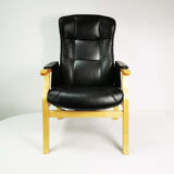 Leather reclining armchair, Nordic Easy Chair, Denmark.