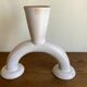 Brutalist candle holder made of white chamotte clay, 1980.