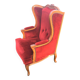 Louis XV style carved wooden shepherdess chair. Red velvet