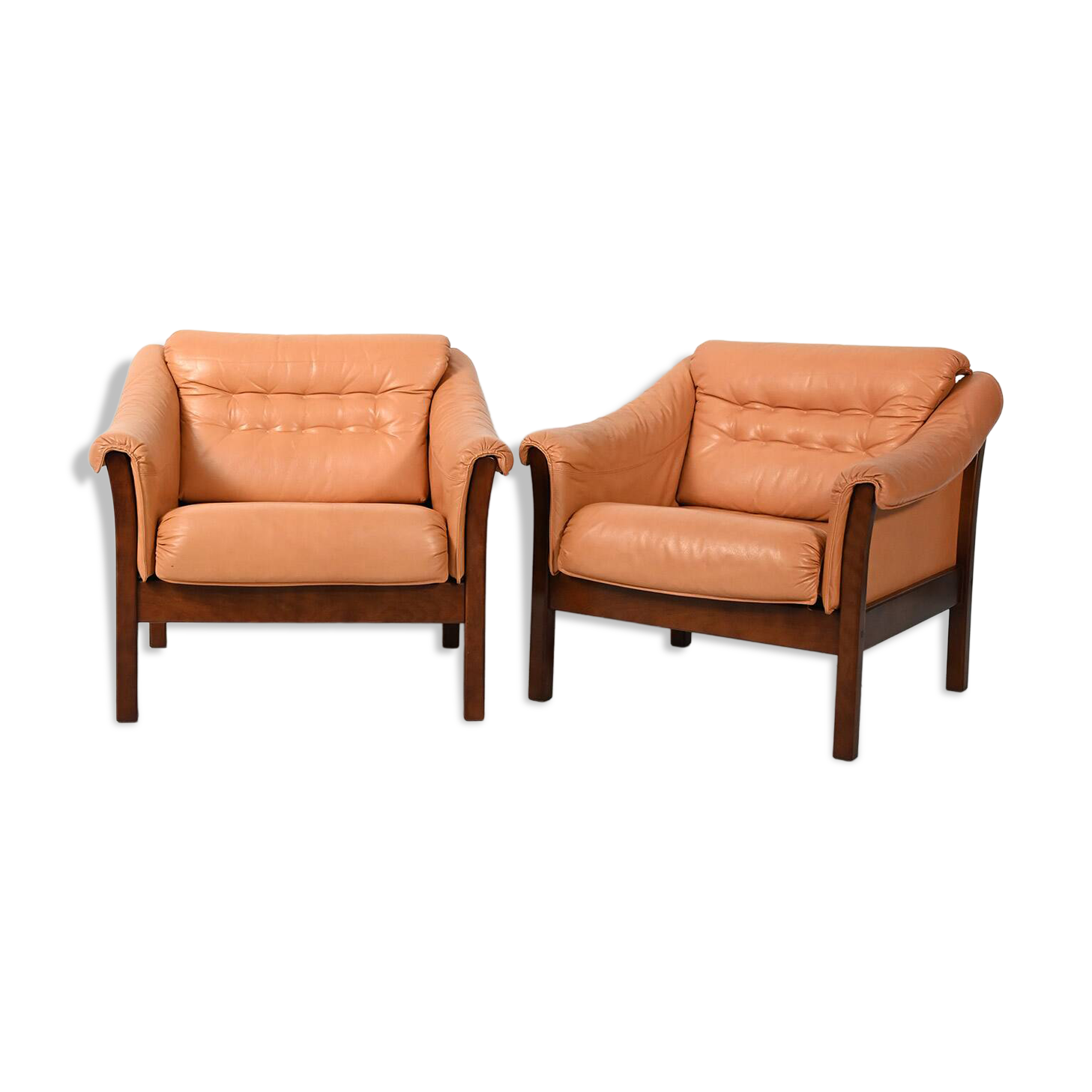 Pair of 1950s Scandinavian leather armchairs