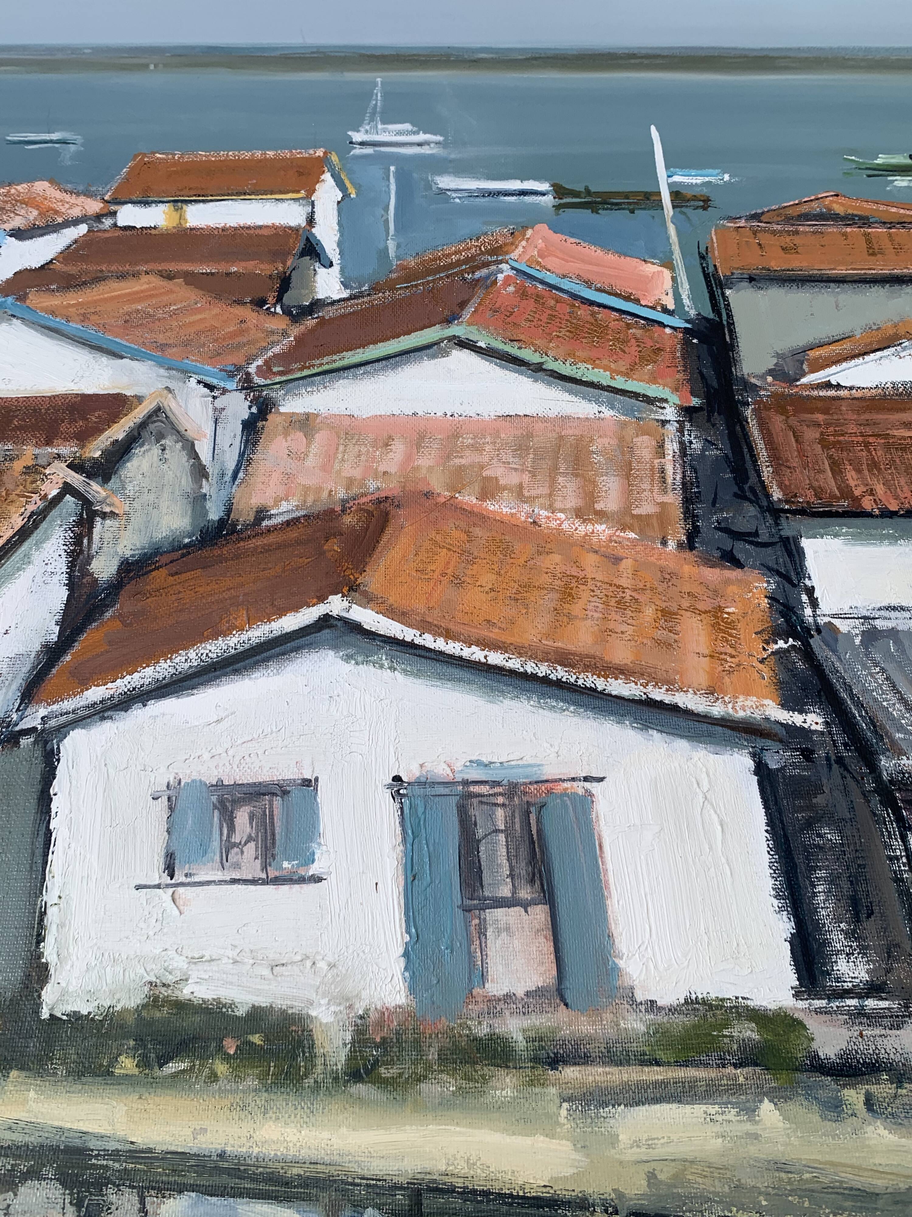 Dubois Ph. "l'Herbe, Le Bassin d'Arcachon" Oil On Canvas Signed