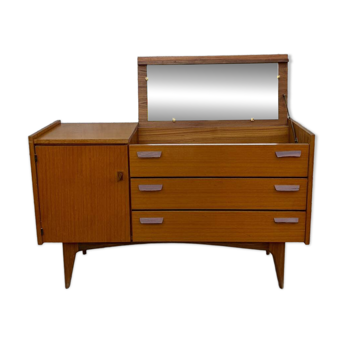 ✨ Superb Scandinavian sideboard convertible into a dressing table – Teak – 1950s