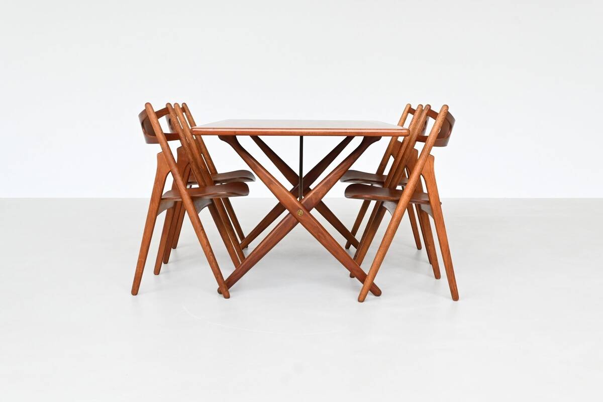 Hans Wegner's AT 303 cross-legged dining table, Andreas Tuck, Denmark, 1950