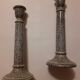 Duo of gres-style ceramic candle holders