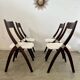 Set of 4 vintage 70s Italian design wooden and terry chairs