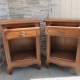 Pair of rustic oak bedside tables, from the 80s