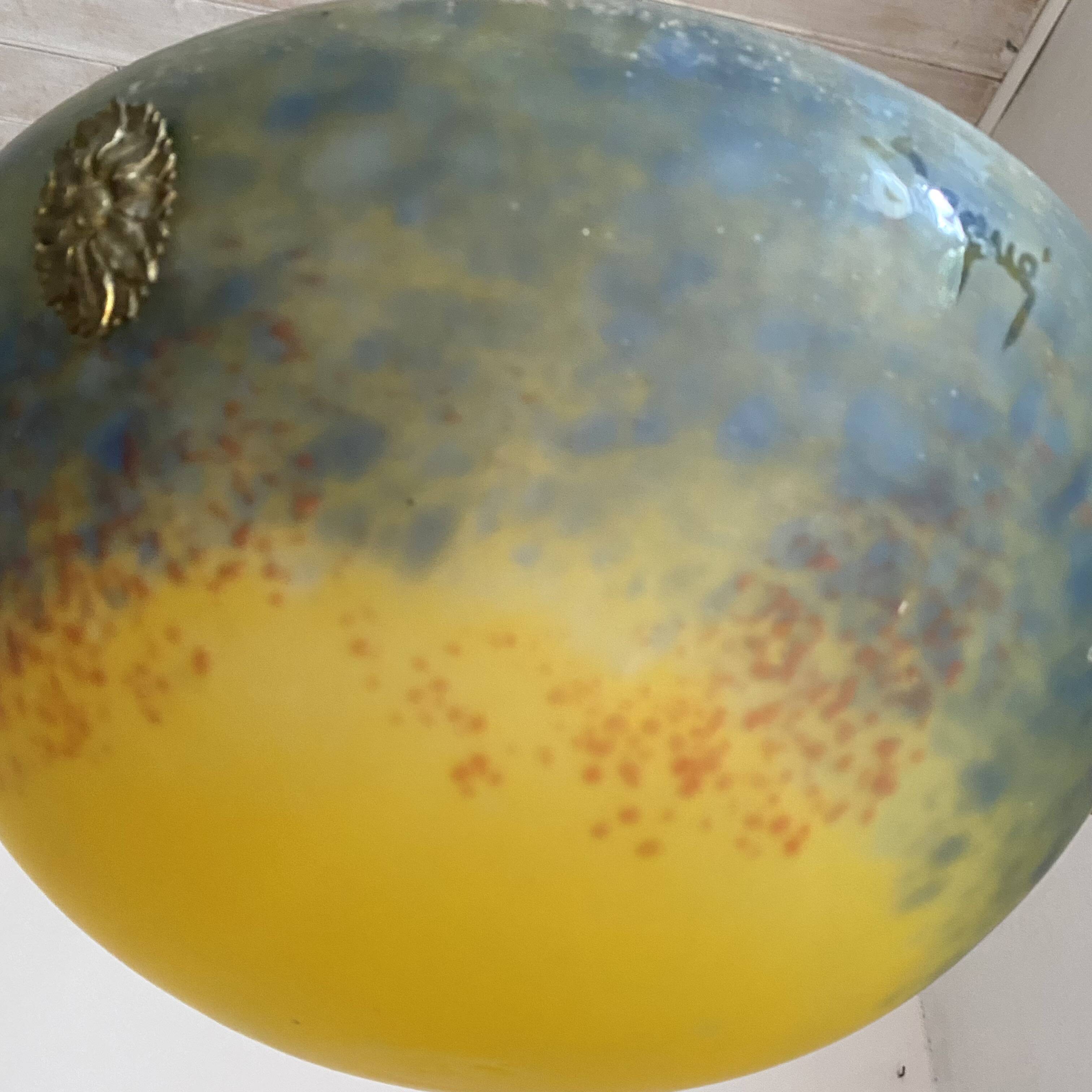 Art Nouveau glass paste suspension by Degué.