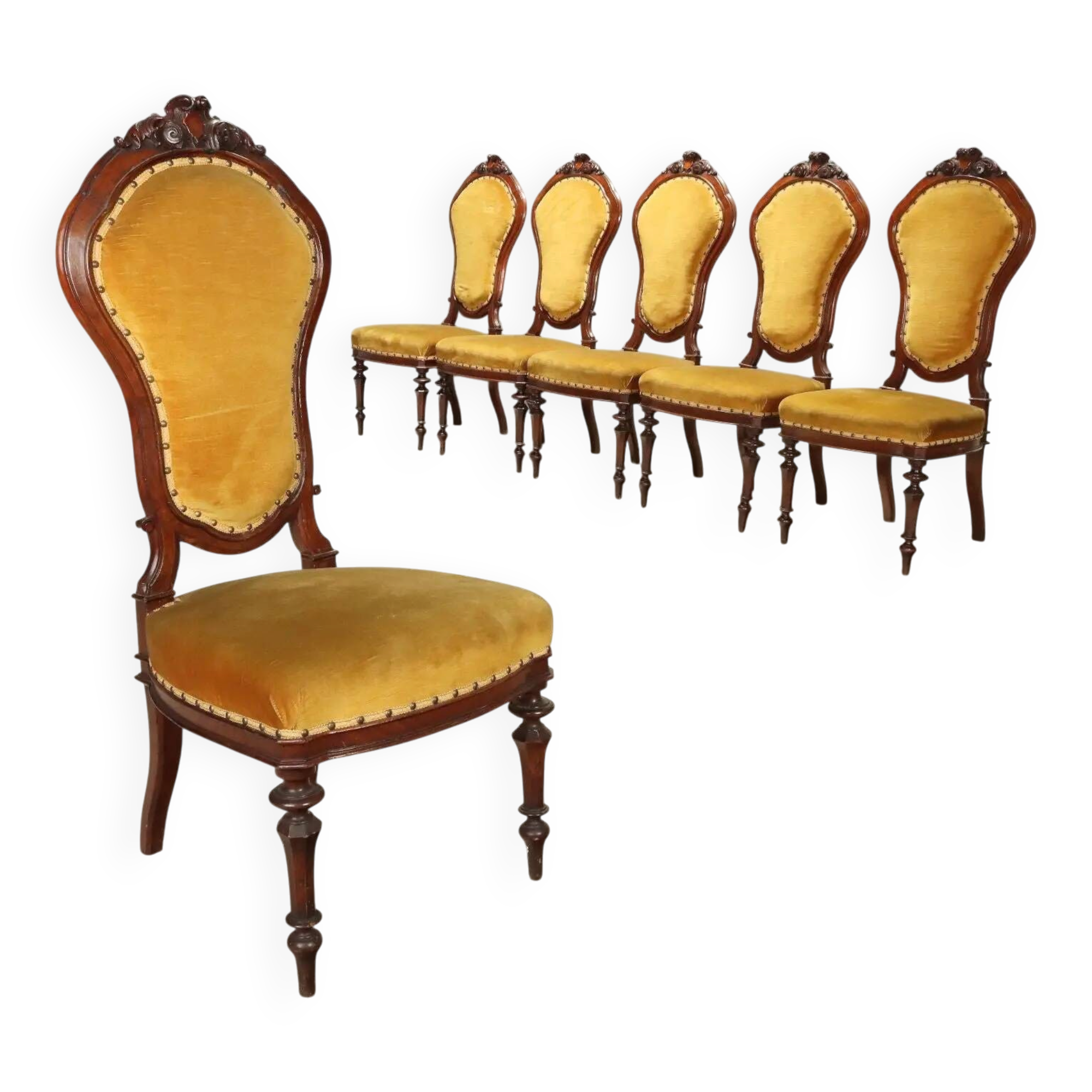 Umbertine chairs in walnut - Italy late 19th century