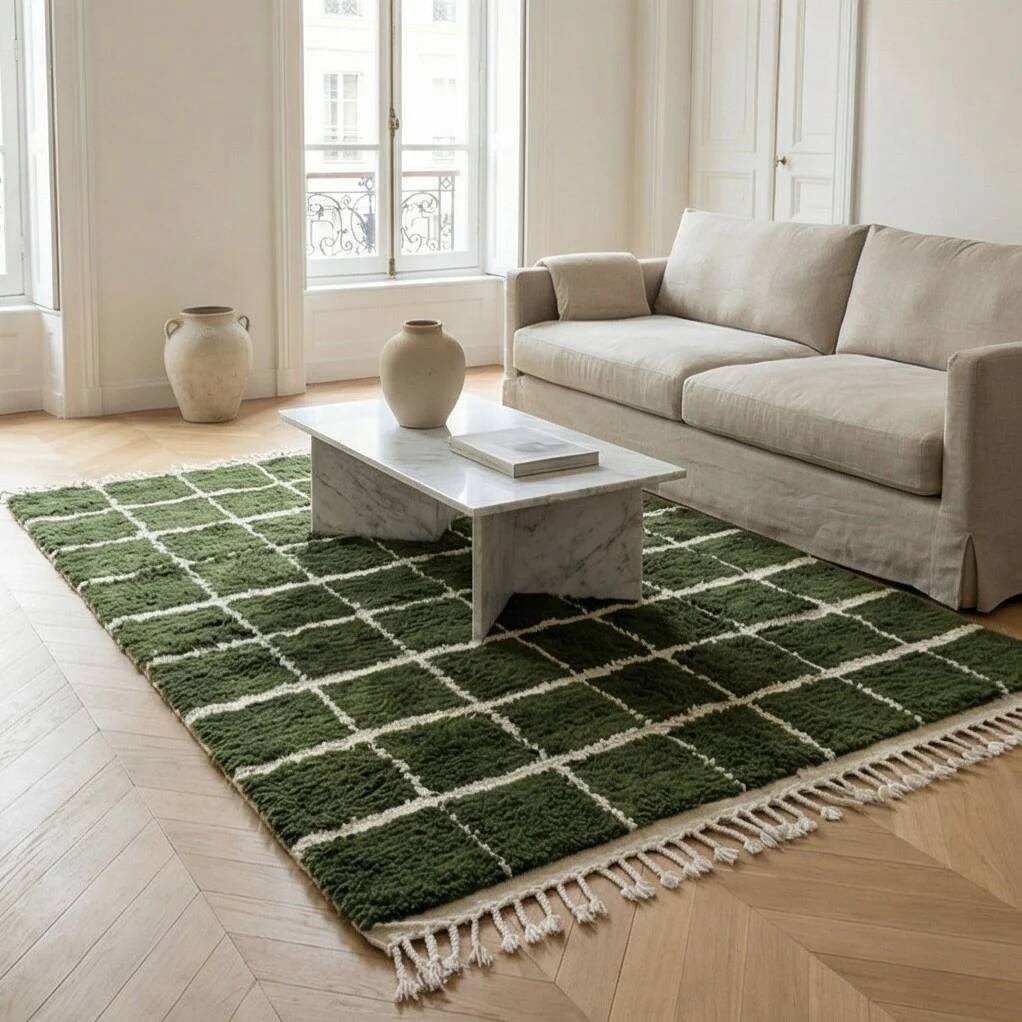 Green Berber rug 200x300 cm