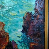 Sea with rocks by raoul jehan berjonneau (1911-1988)