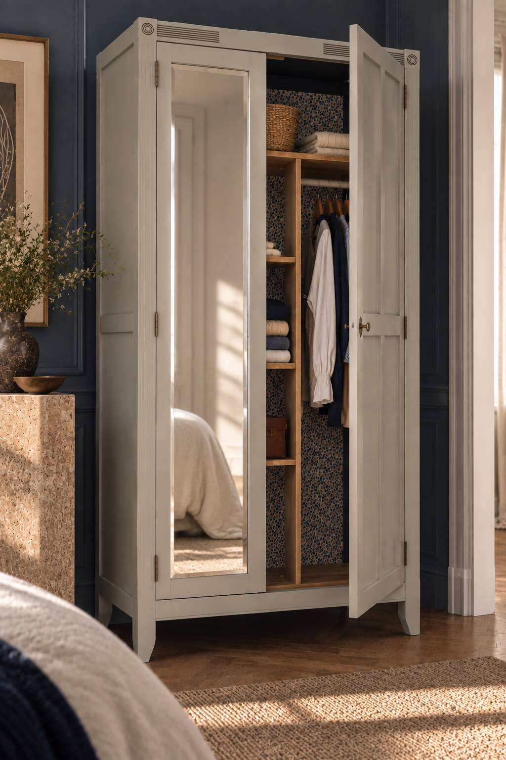 Armoire parisienne art déco rénovée miroir biseauté