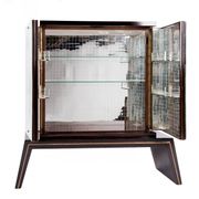 Art-deco bar furniture in macassar and acid-engraved mirror